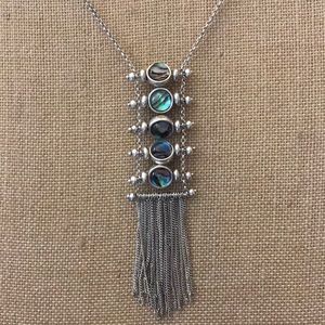 NEW Lucky Brand abalone ladder fringe necklace